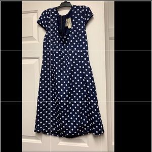 Navy blue and white polka dot dress
